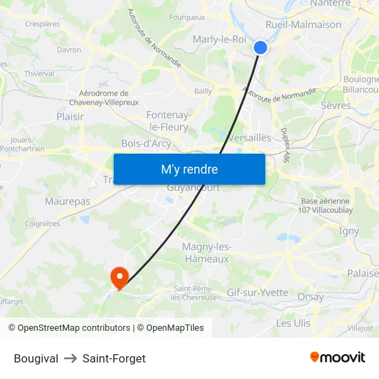 Bougival to Saint-Forget map