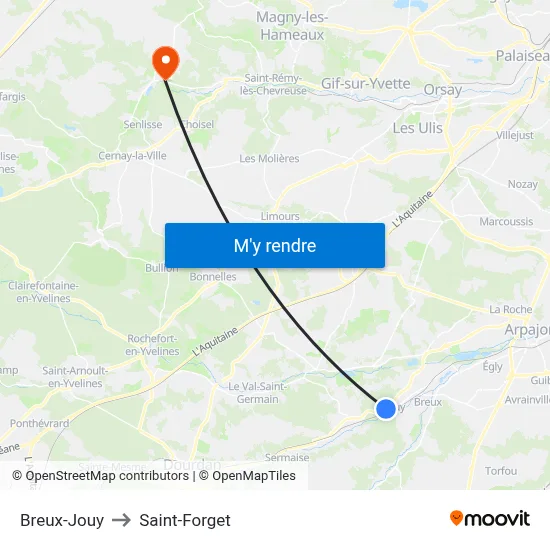 Breux-Jouy to Saint-Forget map