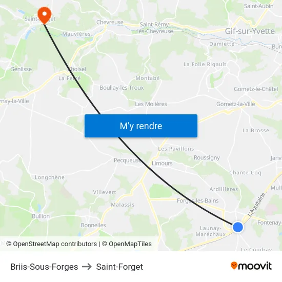 Briis-Sous-Forges to Saint-Forget map