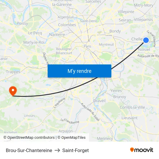 Brou-Sur-Chantereine to Saint-Forget map