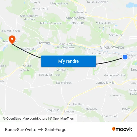 Bures-Sur-Yvette to Saint-Forget map