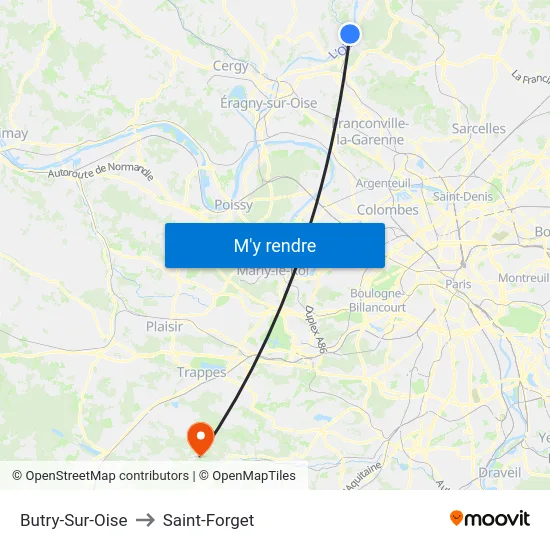 Butry-Sur-Oise to Saint-Forget map