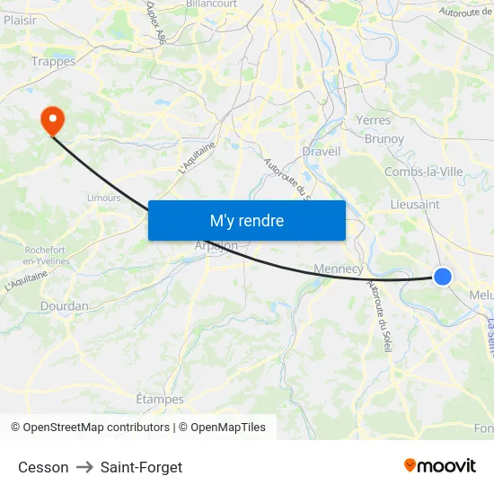 Cesson to Saint-Forget map