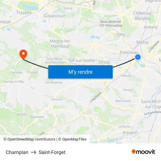 Champlan to Saint-Forget map