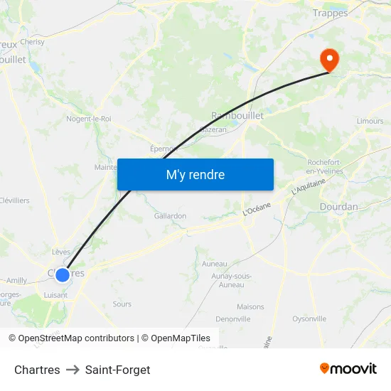Chartres to Saint-Forget map