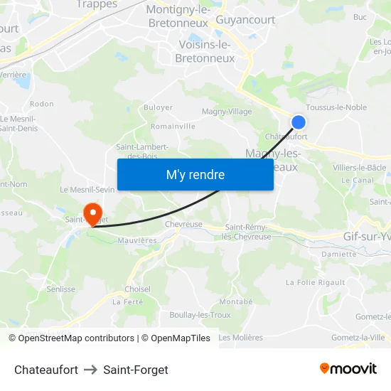 Chateaufort to Saint-Forget map