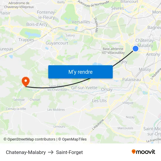 Chatenay-Malabry to Saint-Forget map