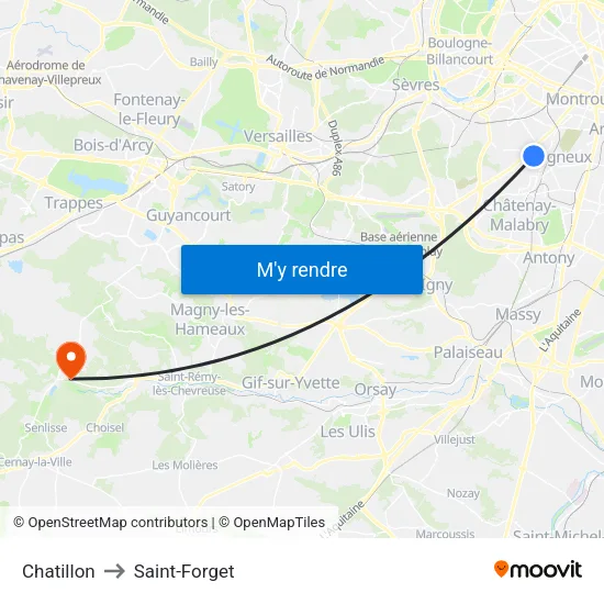 Chatillon to Saint-Forget map