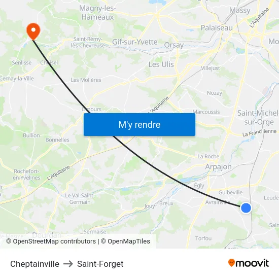 Cheptainville to Saint-Forget map