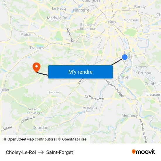 Choisy-Le-Roi to Saint-Forget map