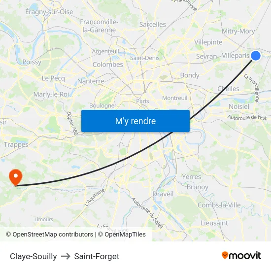 Claye-Souilly to Saint-Forget map