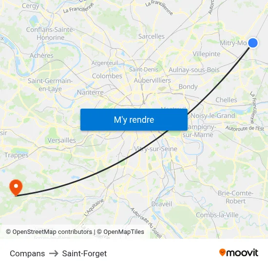 Compans to Saint-Forget map