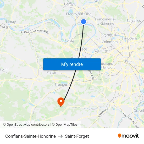 Conflans-Sainte-Honorine to Saint-Forget map