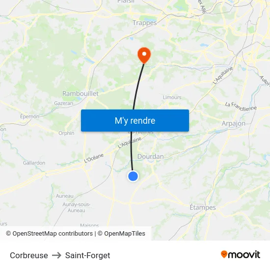Corbreuse to Saint-Forget map