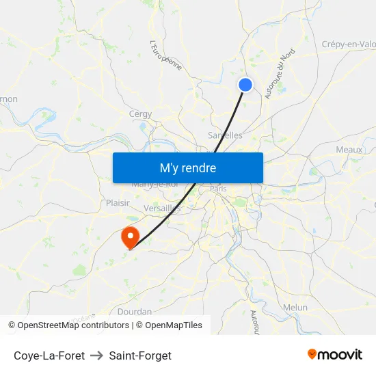 Coye-La-Foret to Saint-Forget map