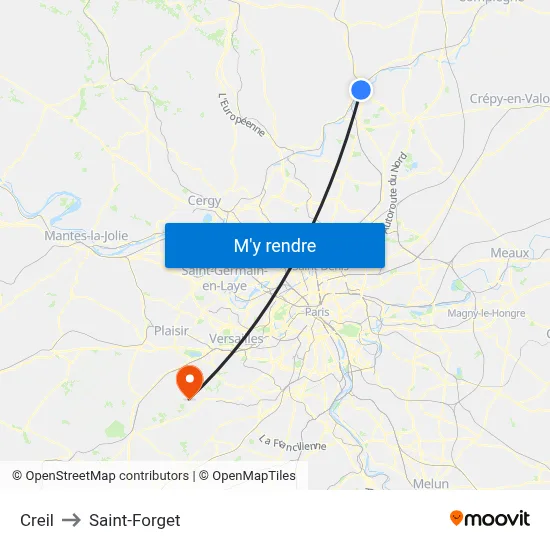 Creil to Saint-Forget map
