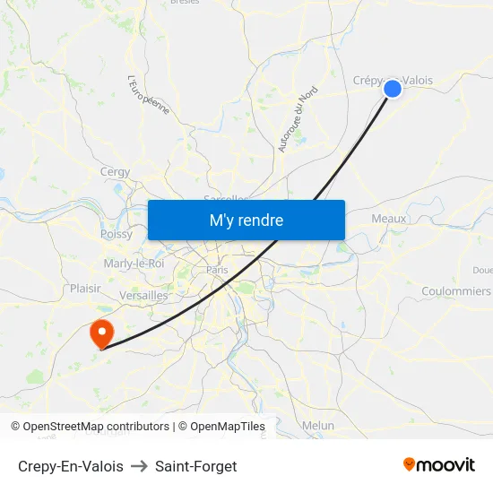Crepy-En-Valois to Saint-Forget map