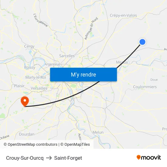Crouy-Sur-Ourcq to Saint-Forget map