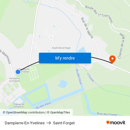 Dampierre-En-Yvelines to Saint-Forget map