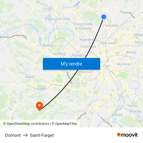 Domont to Saint-Forget map
