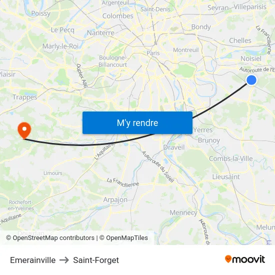 Emerainville to Saint-Forget map