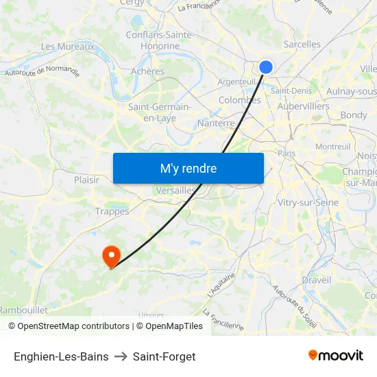 Enghien-Les-Bains to Saint-Forget map