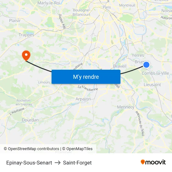 Epinay-Sous-Senart to Saint-Forget map