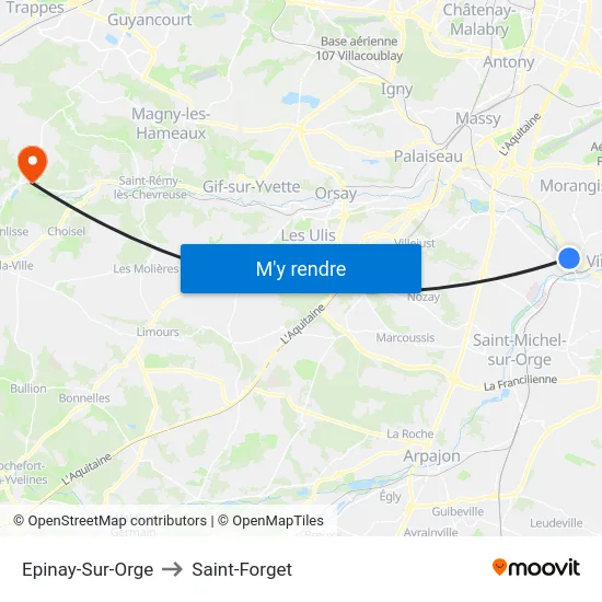 Epinay-Sur-Orge to Saint-Forget map