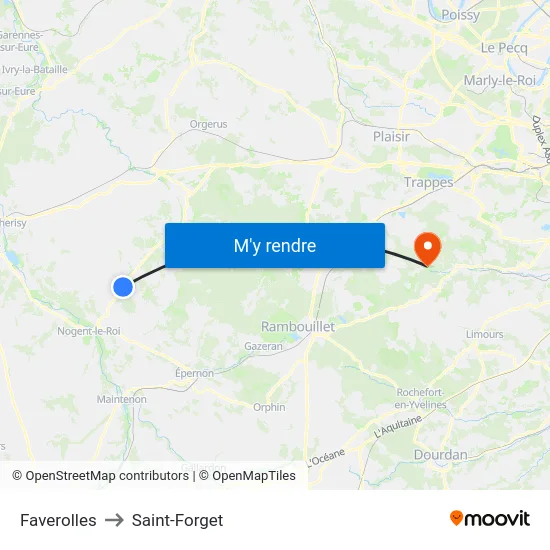 Faverolles to Saint-Forget map