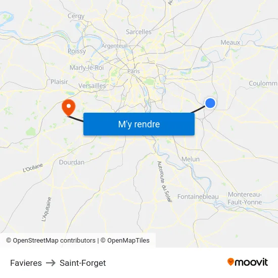 Favieres to Saint-Forget map