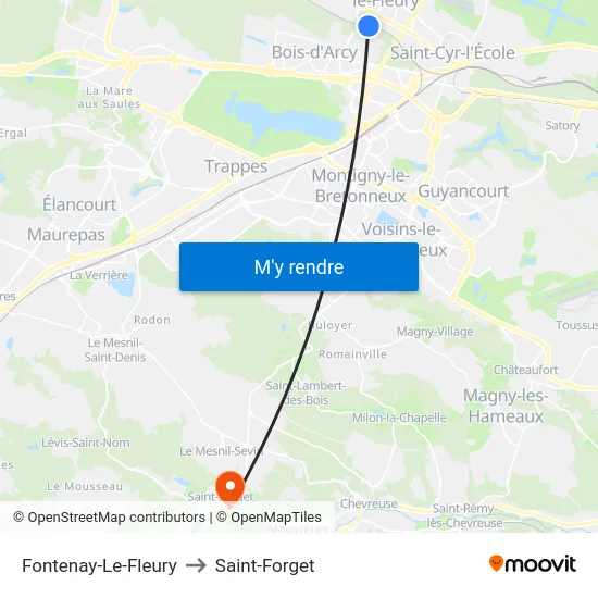 Fontenay-Le-Fleury to Saint-Forget map