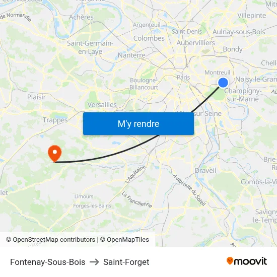 Fontenay-Sous-Bois to Saint-Forget map