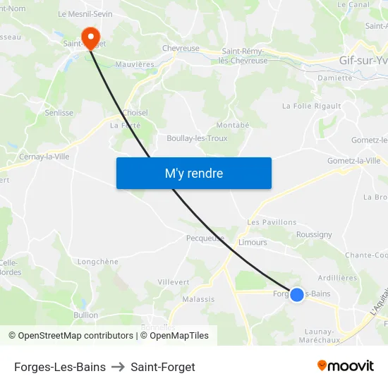 Forges-Les-Bains to Saint-Forget map
