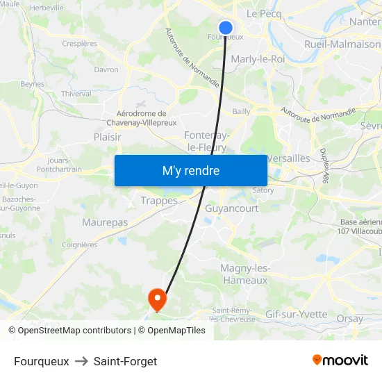 Fourqueux to Saint-Forget map