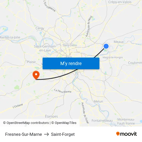 Fresnes-Sur-Marne to Saint-Forget map