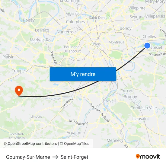 Gournay-Sur-Marne to Saint-Forget map