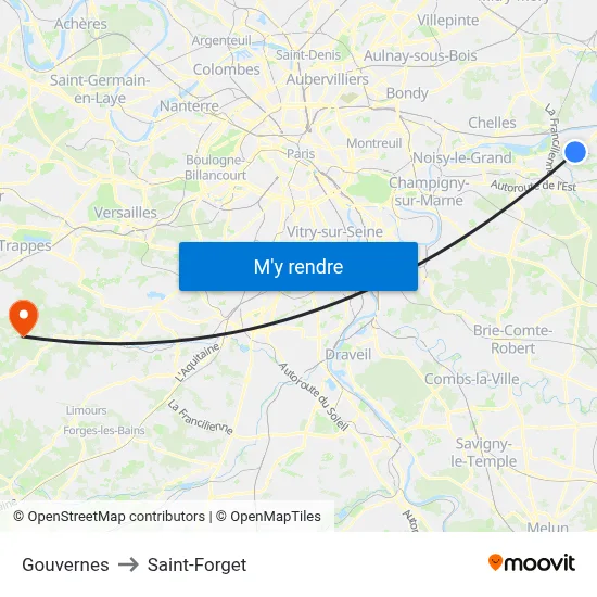 Gouvernes to Saint-Forget map