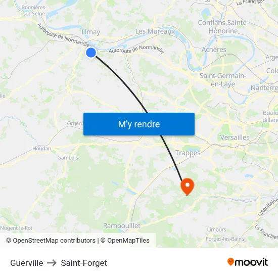 Guerville to Saint-Forget map