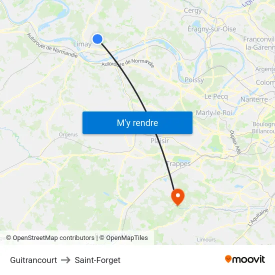 Guitrancourt to Saint-Forget map