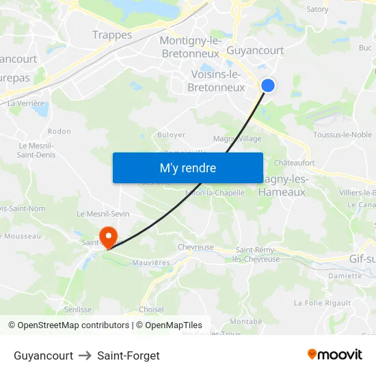 Guyancourt to Saint-Forget map