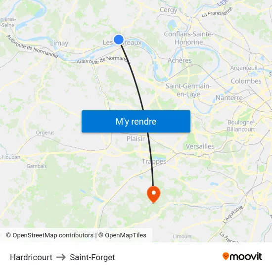 Hardricourt to Saint-Forget map