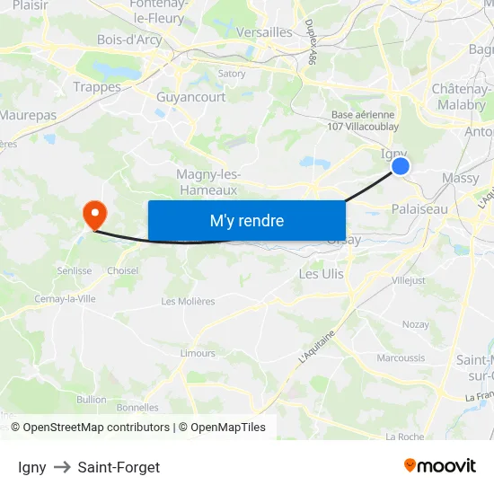 Igny to Saint-Forget map