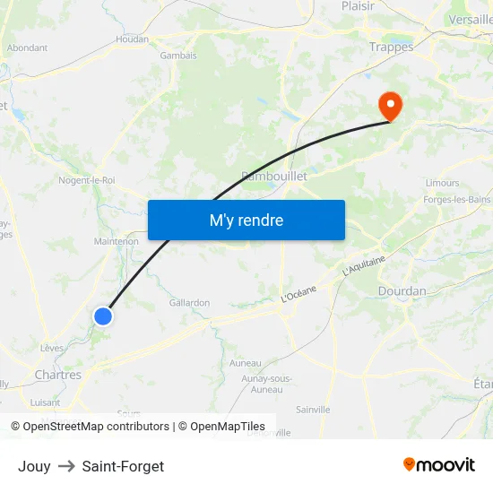 Jouy to Saint-Forget map