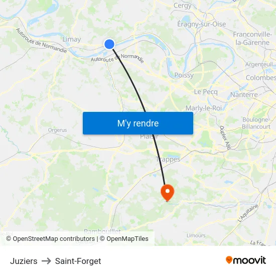 Juziers to Saint-Forget map