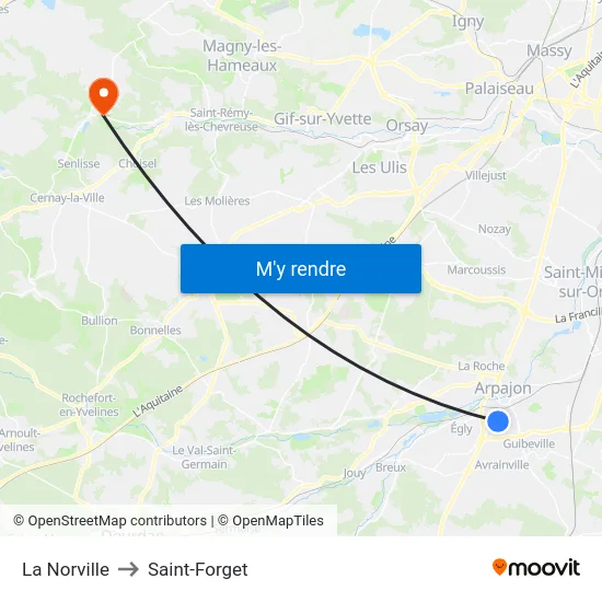 La Norville to Saint-Forget map