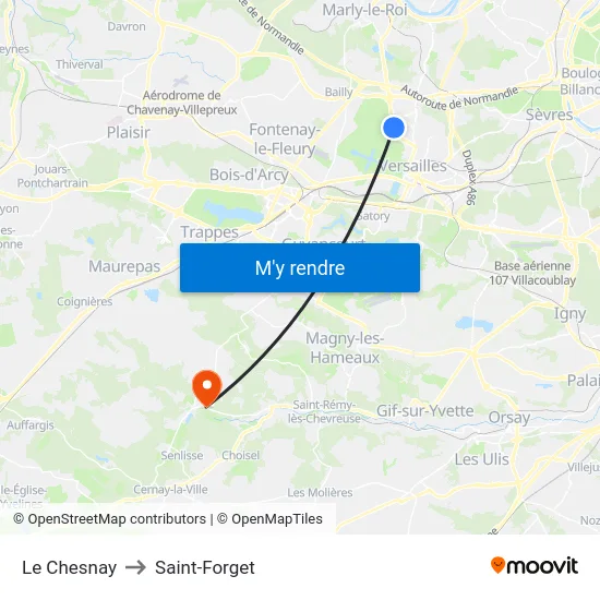 Le Chesnay to Saint-Forget map