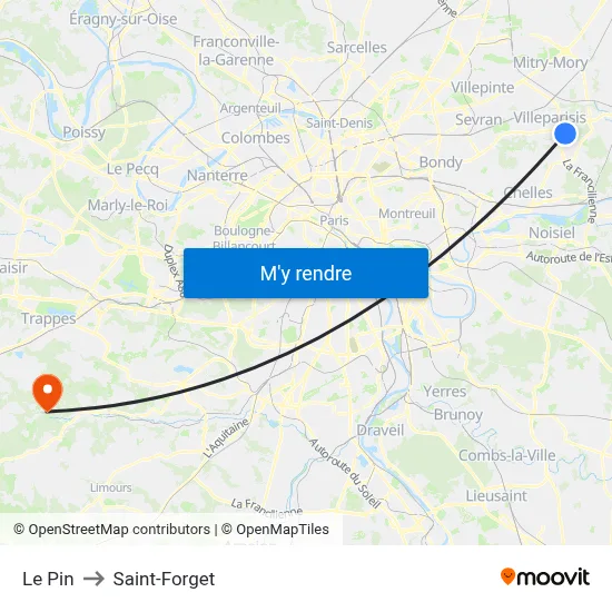 Le Pin to Saint-Forget map