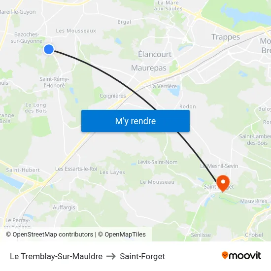 Le Tremblay-Sur-Mauldre to Saint-Forget map