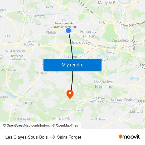 Les Clayes-Sous-Bois to Saint-Forget map