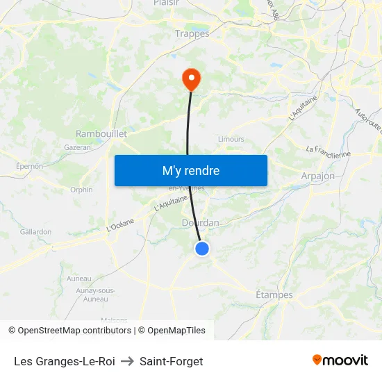 Les Granges-Le-Roi to Saint-Forget map